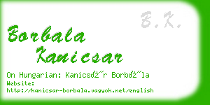 borbala kanicsar business card